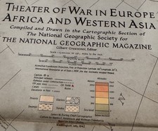 1942 National Geographic WWII Theater of War Europe Africa Western Asia Map picture