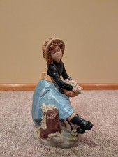 Vintage Nadal Spain Porcelain Figurine - Girl with Flower Basket #418 picture