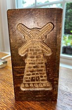 Vintage Hand Carved Wood Windmill Speculaas Cookie Mold Stamp Wall Hanging Decor picture