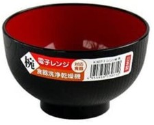 Japanese Rice Noodle Soup Bowl Black and Red picture