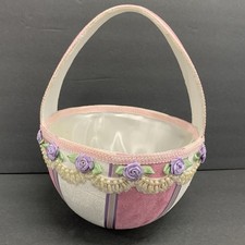 Velvet Basket Easter Flower Girl Wedding Pink Purple Satin Ribbon Beads Beading picture