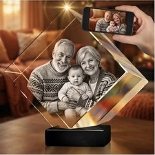 Large Cube Personalized 3D Crystal Photo Gift Memorial for Pets & Mother’s Day picture