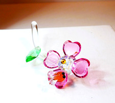 Rare Vintage 1995 Iris Arc Stemmed Crystal Pink Flower With Bee picture