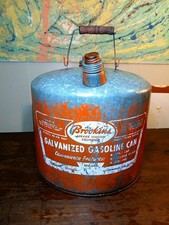 Vintage Brookins No 695 Galvanized Gasoline Can Metal Gas Oil Service Station picture