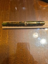Vintage Wahl Eversharp Fountain Pen Art Deco Band Senior Size Green And Bronze picture