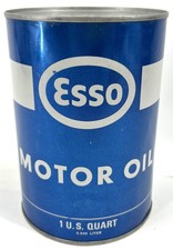 ESSO VINTAGE 1960s BLUE OIL CAN - MOTOR OIL - 1 US QUART - NEW OLD STOCK - #1 picture