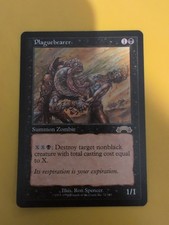 Plaguebearer. Summon Zombie.  Magic the Gathering Card.Exodus. Old Vintage MTG picture
