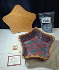 Longaberger 2001 Shining Star Basket w/ Lid, 2 Fabric Liners, Plastic Protector picture