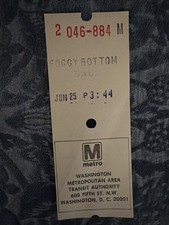 Vintage Foggy Bottom Ticket Washington Metro WMATA picture