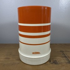 Vtg Thermos King-Seeley Plastic Insulated 1970s Orange Stripe 10oz 70F 763 73A63 picture