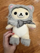 Rare San-X korilakkuma gray cat plushie with bow picture