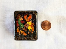 Vintage USSR Russian Kholui signed hand-painted lacquer box Humpbacked Pony picture