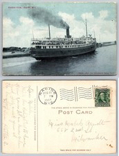 Racine Wisconsin Harbor View Steamboat Ship Postcard picture