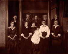 Antique Vintage Photo Family Portrait Men Suits Women Dresses Baby Home Interior picture