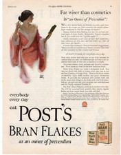 1925 Post’s Bran Flakes Ad Art Deco Flapper Girl Fiber Cereal Health Beauty Diet picture