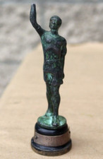 ANTIQUE 1943 BRONZE STATUE AWARD TROPHY P P. DUBBEL 1. PRIS 1943 PLATE OLYMPICS picture