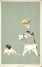 Home Ties Woman Knitting FADEAWAY C. Coles Phillips c1909 Vintage Postcard bhn picture