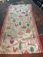 Vtg Feed Sack Fabric Lifestyle Icons Trivet Bicycle 1930's-1950's picture