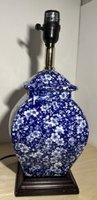 Vintage Chinese Blue and White Porcelain Large Table Lamp Bird Motif 15” picture