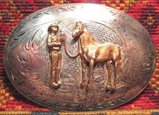 1978 Halter Horse Trophy SOLID STERLING SILVER FRONT Belt Buckle  picture