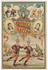 Antique 19th C. Brothers Gayton Roller Skating Circus Poster Lithograph Comedy picture