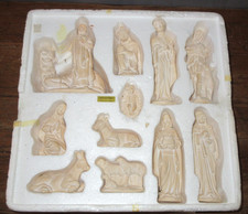 Vintage Silvestri Pale Terra Cotta Clay 11pc Nativity Figure Set Korea picture