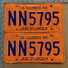 1969 Illinois license plate pair NN 5795 YOM DMV HIGH QUALITY RESTORED 24268 picture