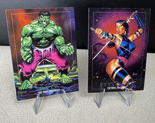 (2) 1992 SkyBox Marvel Masterpieces Joe Jusko Promo Cards w/ HULK and PSYLOCKE picture