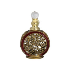 Perfume Bottle Goldtone Encased Glass  picture