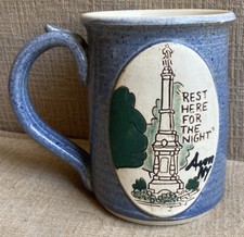 Vintage Avon, NY Mug Stoneware Pottery Cup w/Thumb Rest Rest Here For The Night picture