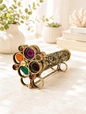 Kaleidoscope with Gemstones | Dual Wheel Optical Art Toy, handmade brass kaliedo picture