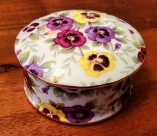 Argyle Bone China Pansy Chintz Lidded Trinket Box picture