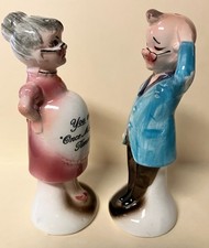 Vintage  '50s Japan  Gramma & Grampa Salt & Pepper Once More For Old Times Sake picture