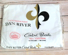Dan River Bed Sheet Percale All Cotton White Twin Flitted Made in the USA picture