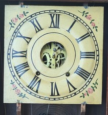 Antique Seth Thomas Ogee Weight Driven Clock Face Hand Painted Tin 8-1/4