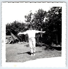 Vintage 1958 Photo Happy Girl With 2 Hula Hoops 1950's Found Art DST119 picture