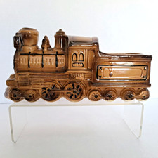 Vintage Locomotive Train Ceramic Planter Engine Mid Century Brown 8