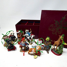 Danbury Mint Baby Animal Ornaments Lot 11 Panda Tiger Giraffe Elephant + Santa picture