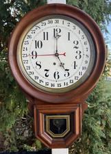 Antique C 1909 Ingraham DEW DROP Short Drop Calendar Wall Clock - SEE VIDEO picture