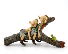 Miniature Fairy & Terrarium Twin Garden Pixies Napping on Tree picture