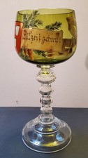 Antique Bohemian Moser Style Goblet Enamel Radstadt Austria ALLZEIT GETREU picture