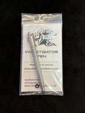 Rick Hinderer Investigator Pen NEW stainless straight flute Yeti Sasquatch etch picture