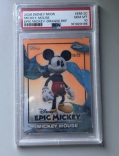 Topps 2026 Disney Neon Epic Mickey  Orange Refractor 18/25 PSA 10 picture