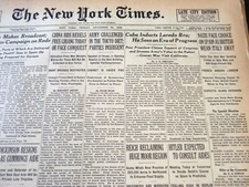1936 DECEMBER 25 NEW YORK TIMES - CUBE INDUCTS LAREDO BRU - NT 6694 picture