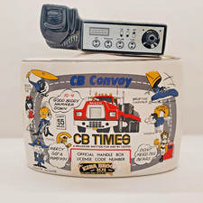 1976 Ezra Brooks CB Convoy Ceramic Whiskey Decanter w CB Radio Top EMPTY picture