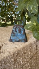 Vintage Primitive Rustic Painted Patina Cow Bell picture