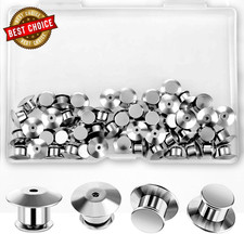 50 Pcs Locking Pin Backs, Metal Pin Backs Locking Clasp Silver Keepers Secure Pi picture