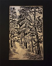 Vintage Japanese Woodblock Print -Awazu- by Sojiro Kiwamura Sosaku-hanga c.1959 picture