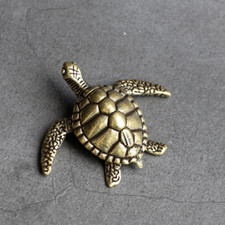 Solid Copper sea turtle Trinket Tea Pet Ceremony Antique Bronze Model Figurines picture