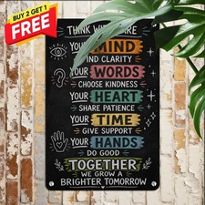 Classroom Kindness Values Chalkboard 8x12 School Teacher Tin Metal Wall Plaque picture